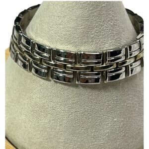 Watch Band Look  Bracelet Three Row Link Bracelet Stainless Steel 7.5 inches